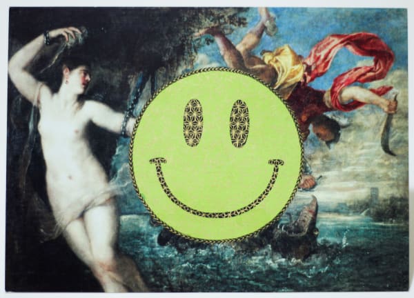 Alexander Gorlizki Don't Worry, 2024 Pigment on postcard 4.25 x 6 in