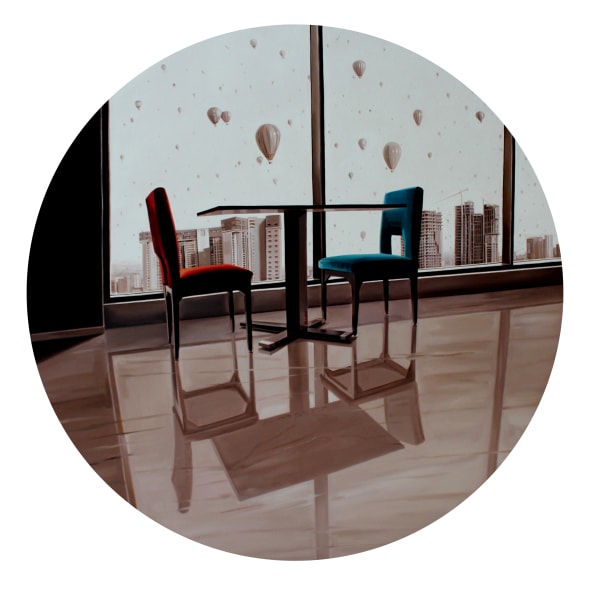 Bhartti Verma Te He Echado Mucho, 2021 Oil on Canvas 91.4 cm (diameter)