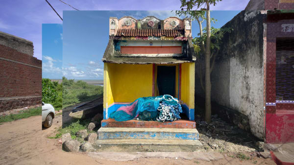 Paribartana Mohanty Fishing Net and Home, 2023 Lenticular print 55.9 x 99.3 cm 22 x 39 1/8 in