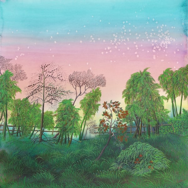 Laxmipriya Panigrahi Gleeful Greens, 2024 Watercolour on paper 24 x 24 in