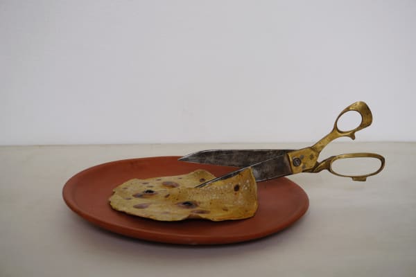 Sai Jagadeesh Guttula Shearing , 2024 Ceramic and tailor’s shears 40.6 x 30.5 x 17.8 cm 16 x 12 x 7 in