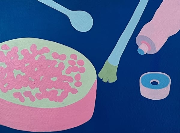 Anikesa Dhing Pomegranate with Acrylic Paint (Yum), 2023 Acrylic on paper 14.7 x 21.1 cm 5 3/4 x 8 1/4 in