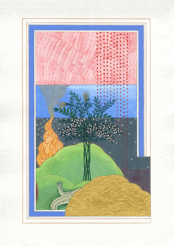 Rajnish Chhanesh Witness- 2, 2021 Gouache and acrylic on paper 35.6 x 45.7 cm