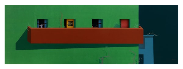 Digbijayee Khatua Between the windows-IX, 2023 Watercolour & 3D hand cut paper on paper 30.5 x 91.5 cm 12 x 36 in