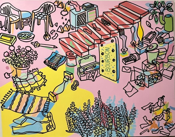 Anikesa Dhing Licked Bourbon, 2023 Acrylic on canvas 213.4 x 274.3 cm 84 x 108 in