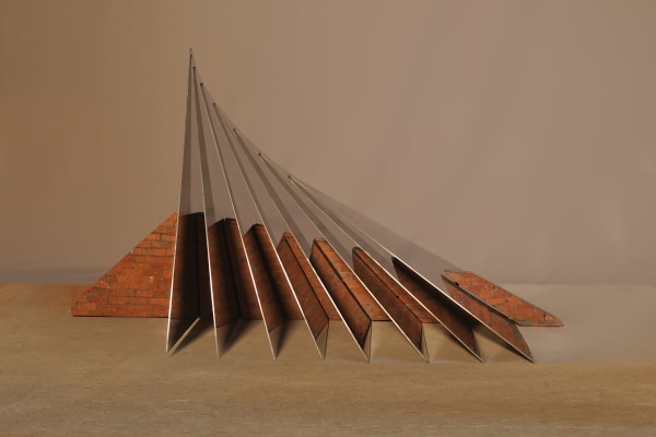 Teja Gavankar Mountain II, 2025 Stainless steel, bricks and cement 30.5 x 76.2 x 30.5 cm 12 x 30 x 12 in