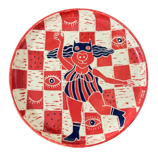 Srinia Chowdhury I Am I? III, 2023 Sgraffito on ceramics 25.4 x 25.4 cm 10 x 10 in