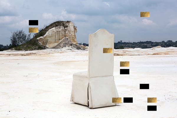 Atul Bhalla Excavated Distance, 2022 Archival Pigment Print, Gold leaf, Black pigment 142.2 x 213.4 cm 56 x 84 in Unique