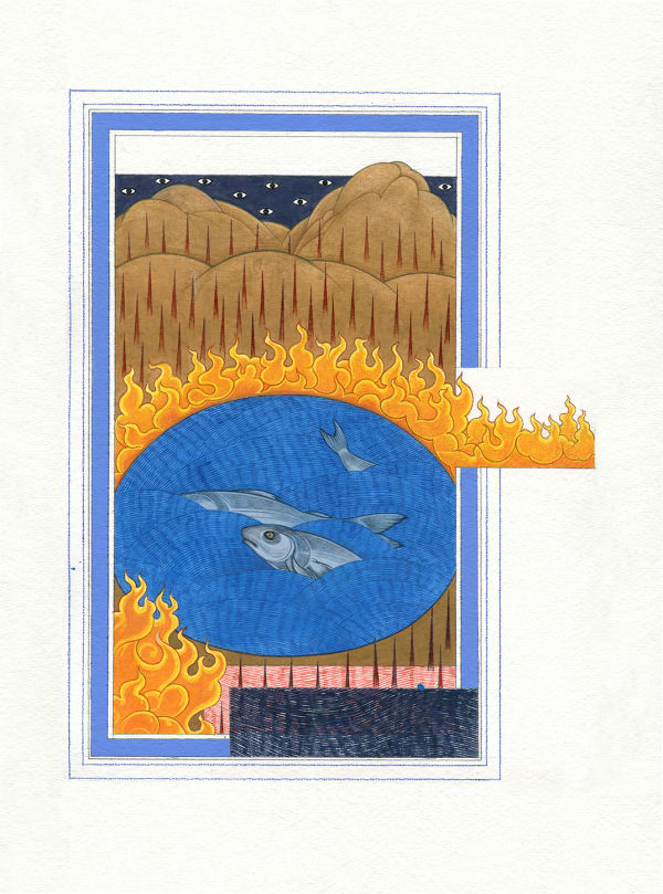 Rajnish Chhanesh Witness- 22, 2021 Gouache and acrylic on paper 35.6 x 45.7 cm