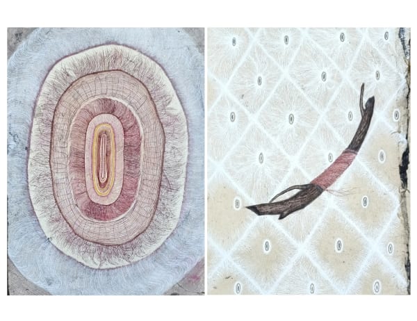 Neelima Nath Beloved Remains, 2023 Watercolor on Wasli paper 21.7 x 16 cm each 8 1/2 x 6 1/4 in Diptych