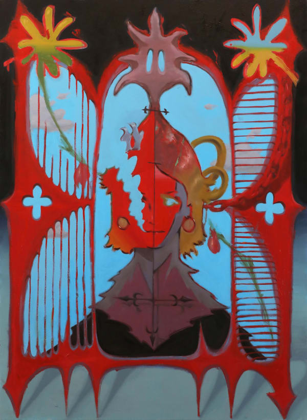 Harsh Nambiar Gross Lectern, 2023 Oil on canvas 66 x 48 in 167.6 x 121.9 cm