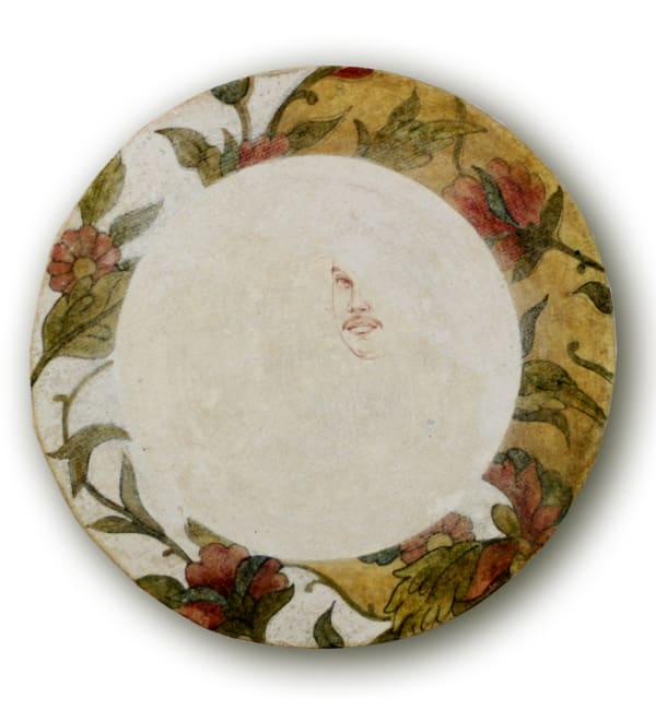 Ekta Singha ছাপ I, 2023-24 Natural pigment, gouache and gold foil on Fressco Diameter - 6 inches