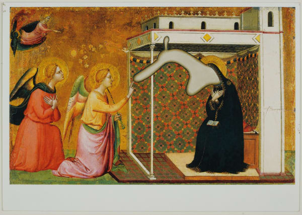 Alexander Gorlizki Please Annunciate, 2023 Pigment on postcard 4.25 x 6 inches