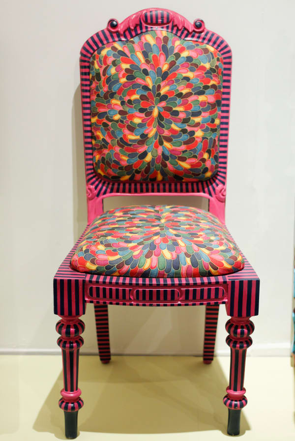 Alexander Gorlizki Let's Get it Together Chair, 2020 Wood and digitally printed cotton 101 x 48.5 x 45 cm