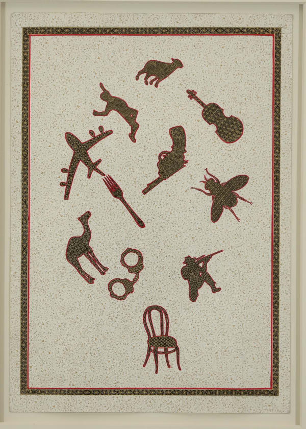 Alexander Gorlizki Waiting For Action , 2010 Pigment and gold on paper 11.75 x 8.25 in