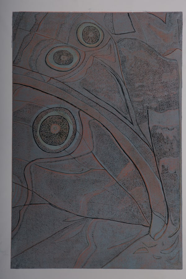 Gayatri Danthuri The Birth of Renewal, 2025 Woodcut on Canvas (Brustro) 121.9 x 81.3 cm 48 x 32 in Edition 1 of 4