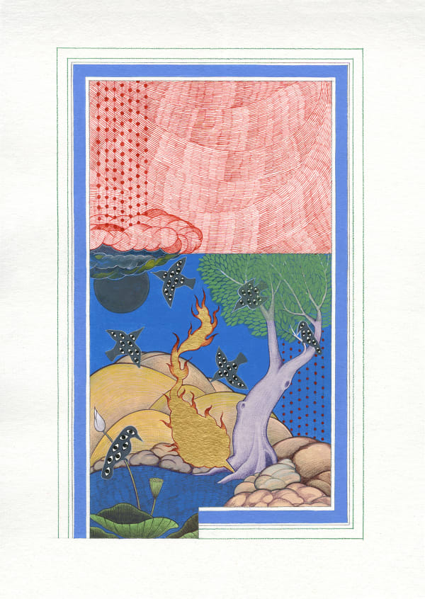 Rajnish Chhanesh Witness- 3, 2021 Gouache and acrylic on paper 35.6 x 45.7 cm