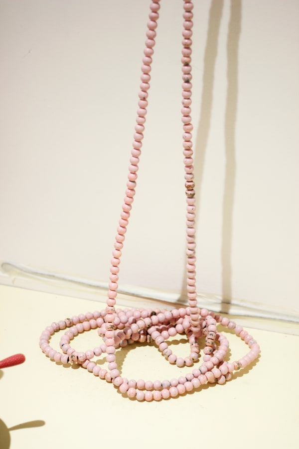 Alexander Gorlizki Motor Mala, 2024 Wood beads, paint, electric motor Variable sized structures