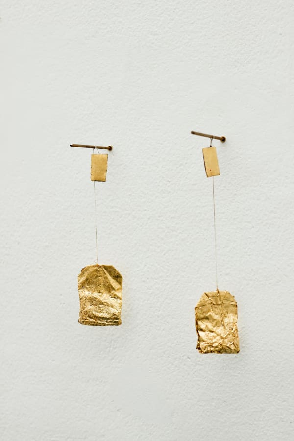 Alexander Gorlizki Golden Teabags at Dawn, 2024 Gold leaf on teabags and tried herbs 22 x 4 x 2 cm