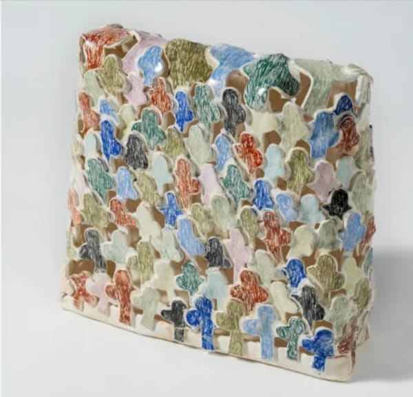 Falguni Bhatt Lost Landscapes I, 2023 Underglazed crayons on electric-fired stoneware 36.8 x 36.6 x 7.6 cm 14 1/2 x 14 3/8 x 3 in
