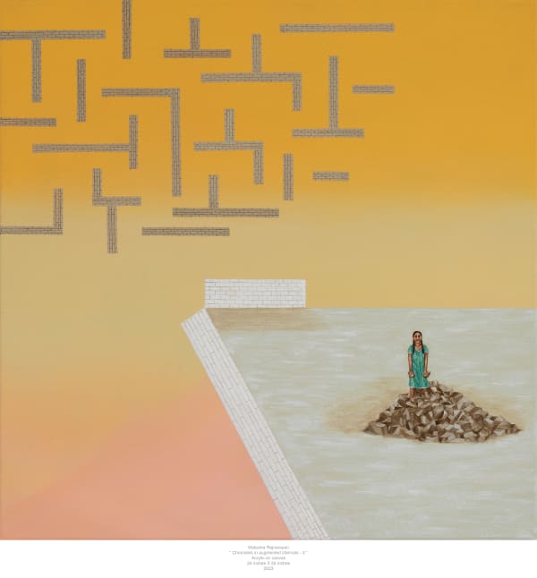 Malavika Rajnarayan Chronicles in augmented intervals - III , 2023 Acrylic on Canvas 24 x 24 in