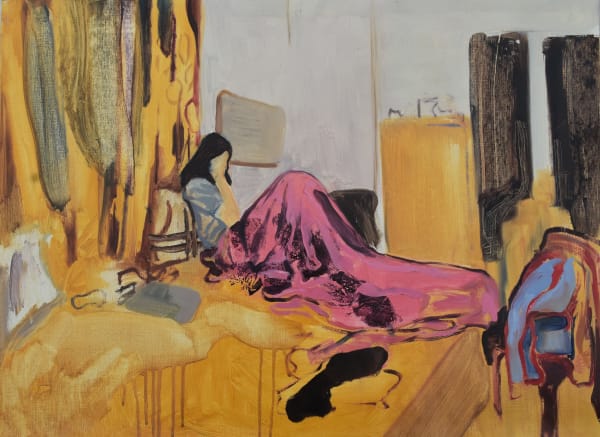 Sanyukta Kudtarkar Messy room, 2024 Oil on paper 55.9 x 76.2 cm 22 x 30 in