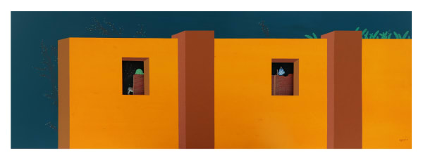 Digbijayee Khatua Between the windows-X, 2023 Watercolour & 3D hand cut paper on paper 30.5 x 91.5 cm 12 x 36 in