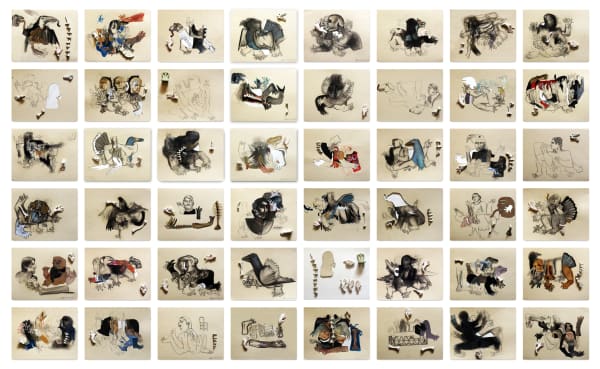 Vikrant Bhise Existence, 2018 Mix media on acid free card 17.8 x 25.4 cm each 7 x 10 in each Set of 48