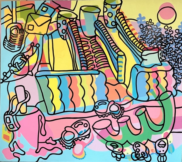 Anikesa Dhing Fallen Mickey and Donald, 2023 Acrylic on canvas 243.8 x 274.3 cm 96 x 108 in