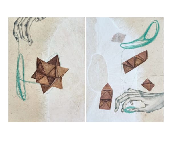 Neelima Nath Beloved Remains, 2023 Watercolor on Wasli paper 21.7 x 16 cm each 8 1/2 x 6 1/4 in Diptych