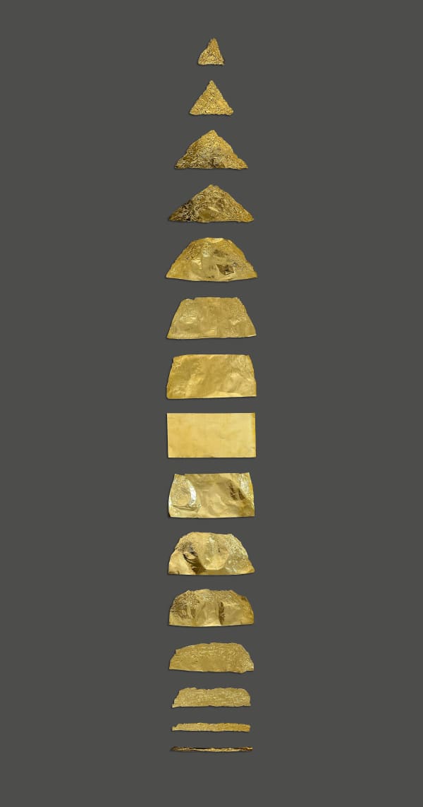 Teja Gavankar Field II, 2025 Brass sheets 190.5 x 20.3 cm 75 x 8 in Edition 1 of 3