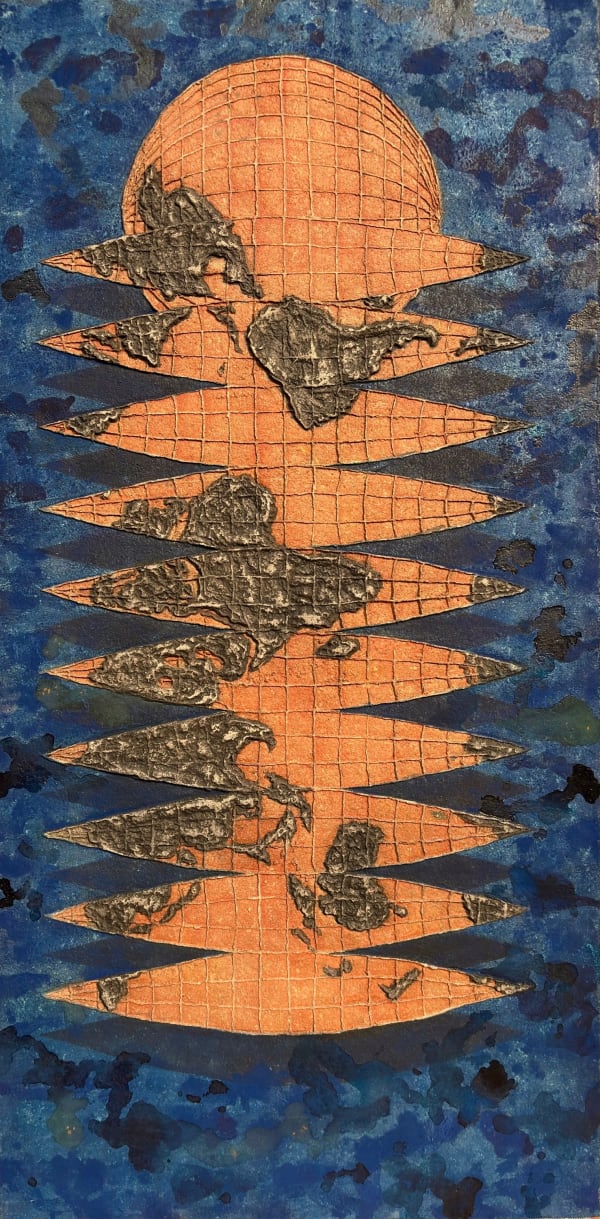 Dinar Sultana Different colours of clay, 2025 Charcoal, graphite, watercolor on newspaper pulp made self-made paper 183 x 92 cm 72 x 36 1/4 in