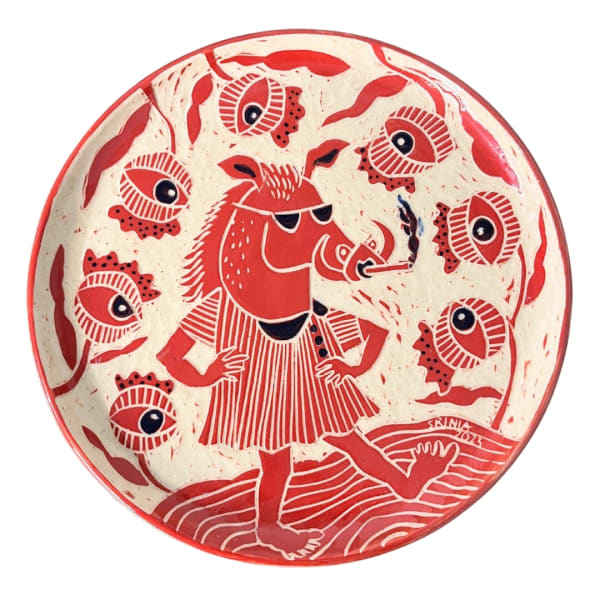 Srinia Chowdhury I Am I? XIV, 2023 Sgraffito on ceramics 25.4 x 25.4 cm 10 x 10 in