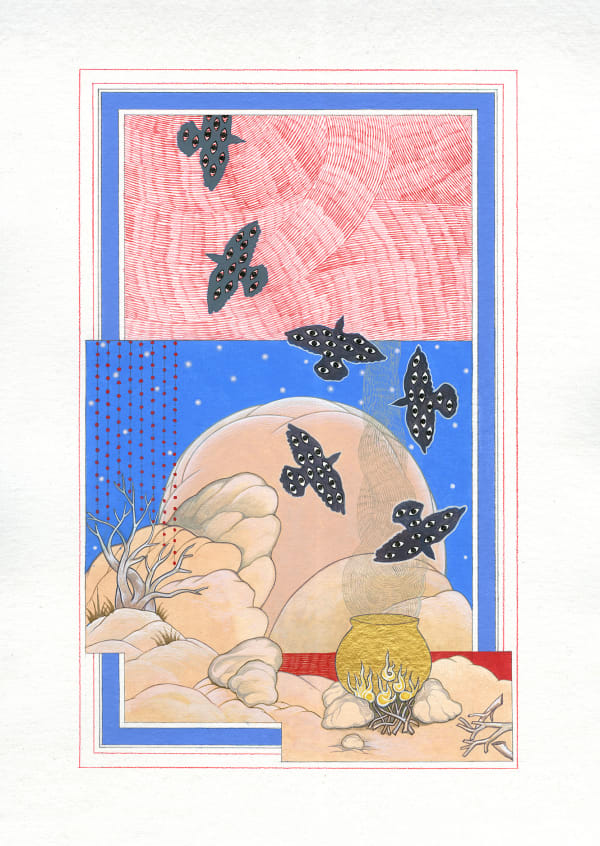 Rajnish Chhanesh Witness- 12, 2021 Gouache and acrylic on paper 35.6 x 45.7 cm