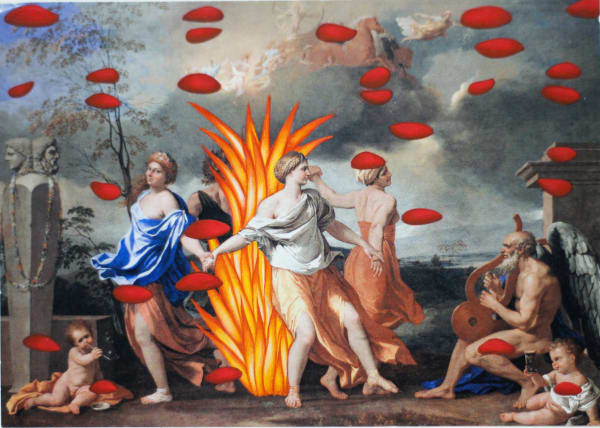 Alexander Gorlizki Let's Dance, 2024 Pigment on postcard 4.25 x 6 in