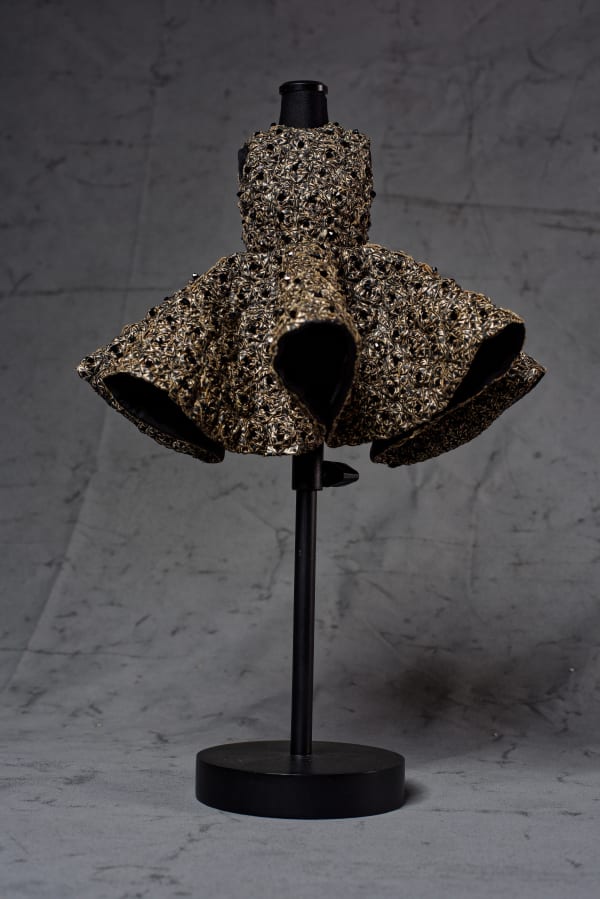 Bushra Waqas Khan Rosa-e-Zar , 2025 Silk and Swarovski crystals Height: 8.46 inches