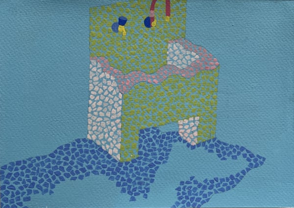 Anikesa Dhing Canteen waala Sink, 2023 Acrylic on paper 14.7 x 21.1 cm 5 3/4 x 8 1/4 in