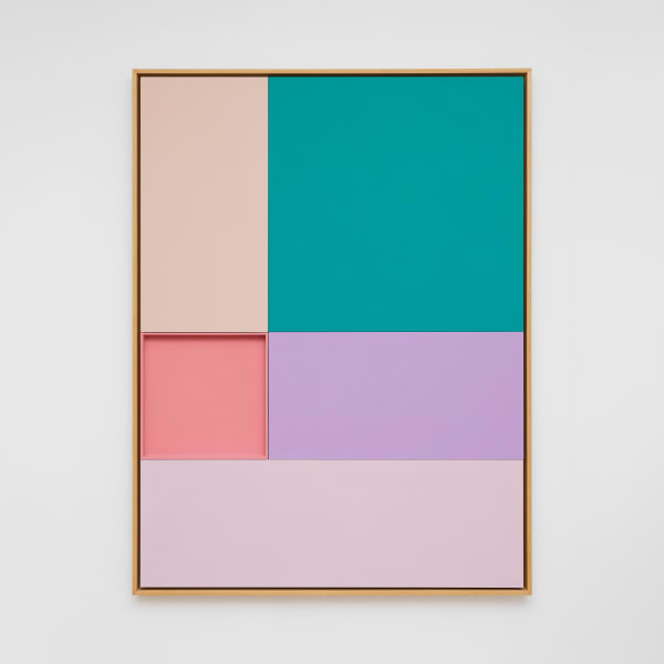 Laura Jane Scott Divided 001 Interior paint on wood framed in natural Obeche 140 x 106 cm