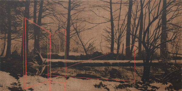 Andrew Mackenzie, Snow Covered Fallen Pine (Red Structure)