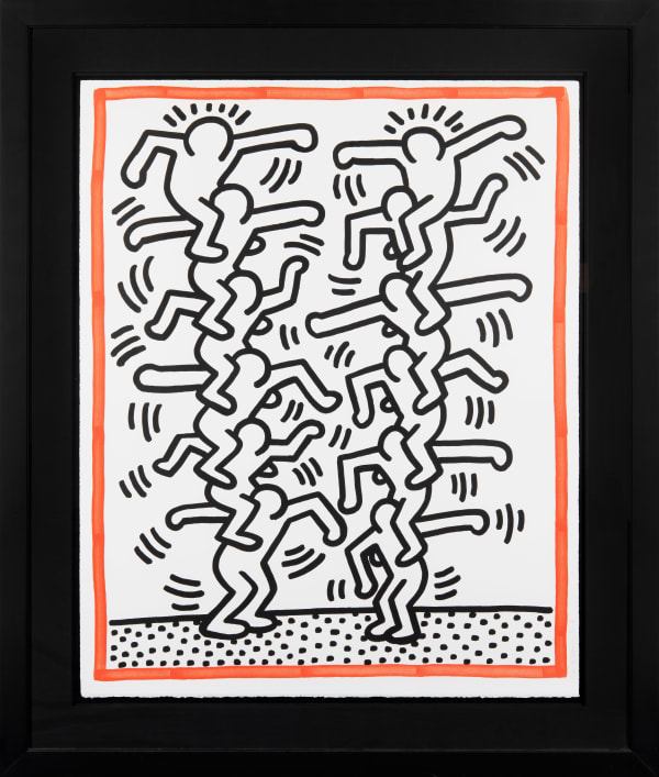 Keith Haring, Plate 3 Three Lithographs (People Ladder), 1985