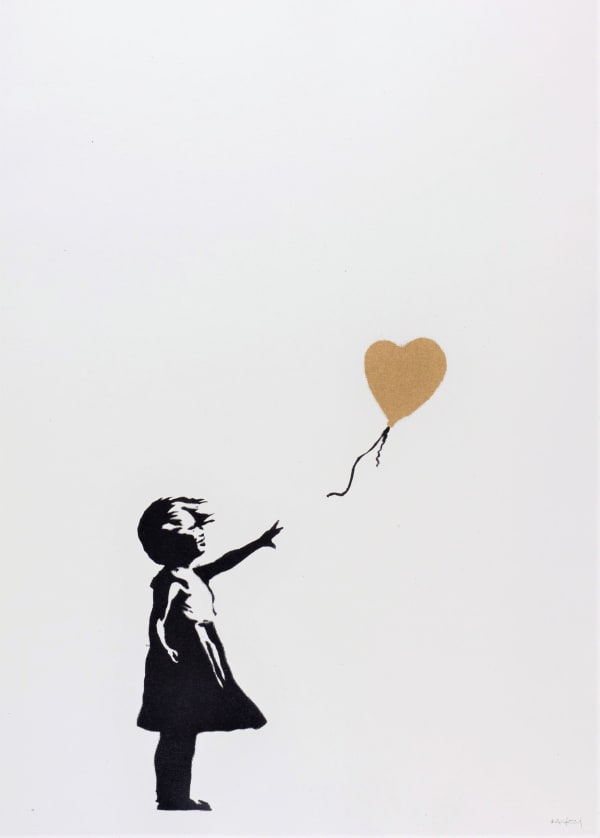 Banksy, Girl with Balloon Colour AP (Gold) (Signed), 2004
