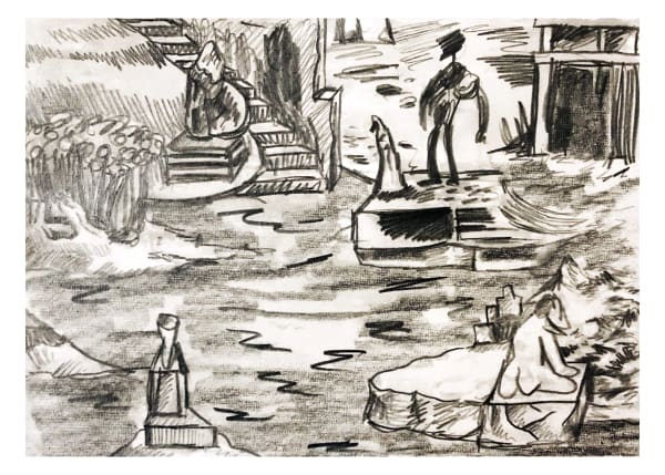 Mark Frygell, Sinking Statues, 2022