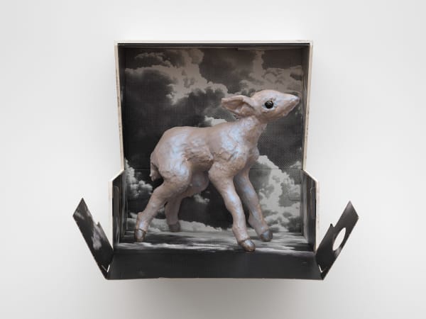 Liz Magor High, 2021 Polymerized gypsum, wood, cardboard 15 x 16 x 14 3/4 inches (38.1 x 40.6 x 37.5 cm.)