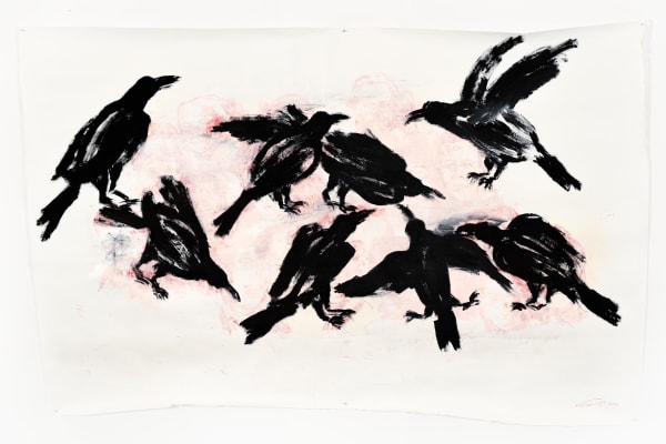 Хаим Сокол Untitled | Без названия, 2020 Gouache, acrylic primer, drawing and imprint through carbon paper on paper | Бумага, гуашь, рисунок-оттиск через копирку, акриловый грунт 177 х 117 cm