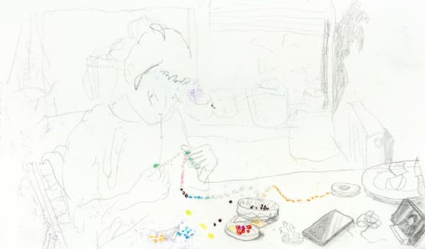 Anya's portrait with beads | Портрет Ани за бусами