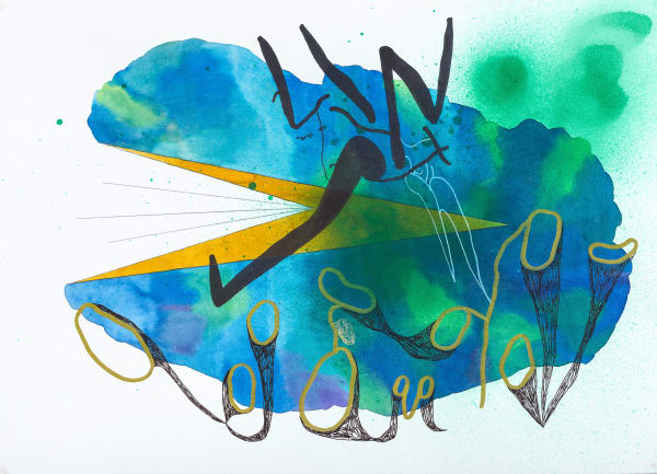 Анна Андржиевская Untitled | Без названия, 2018 Watercolor, pencil, gel pen, marker on paper | Бумага, акварель, карандаш, гелевые ручки, маркер 30 x 40 cm 11 3/4 x 15 3/4 in
