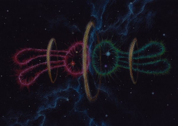 Ростан Тавасиев Sketch for the Planetary Nebulas series | Эскиз туманности к проекту «Планетарные туманности», 2020 Watercolor pencils on paper | Бумага, цветные акварельные карандаши 21 х 30 cm