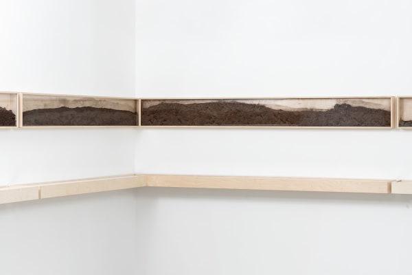 Дима Филиппов Time of land. Gornyak | Время земли. Горняк, 2024 Plywood, glass, soil, digital print on photo-paper | Фанера, стекло, земля, цифровая печать на фотобумаге 25 x 230 x 9 cm, 25 x 180 x 9 cm; 25 x 230 x 9 cm, 25 x 180 x 9 cm Серия: Время земли