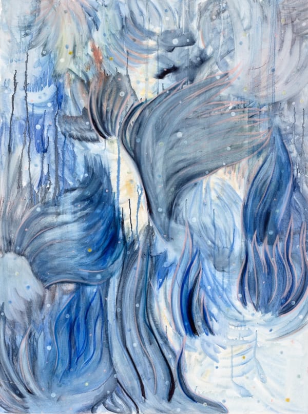 Илья Федотов-Фёдоров The Blue Skin, the Drops | Синий покров, капли, 2024 Acrylic on canvas | Холст, акрил 120 x 90 cm 47 1/4 x 35 3/8 x 3/8 in Серия: Between The Skins | Между покровов