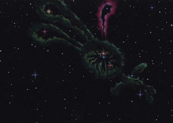 Ростан Тавасиев Sketch for the Planetary Nebulas series | Эскиз туманности к проекту «Планетарные туманности», 2020 Watercolor pencils on paper | Бумага, цветные акварельные карандаши 21 х 30 cm